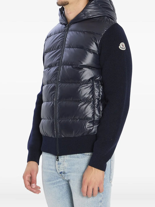 Moncler veste matelassée à patch logo bleu
